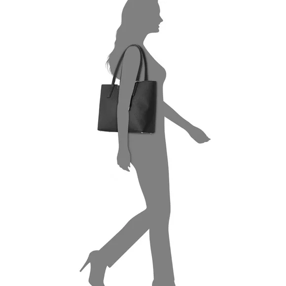 Calvin Klein Saffiano Black Leather Tote Bag - Picture 2 of 7